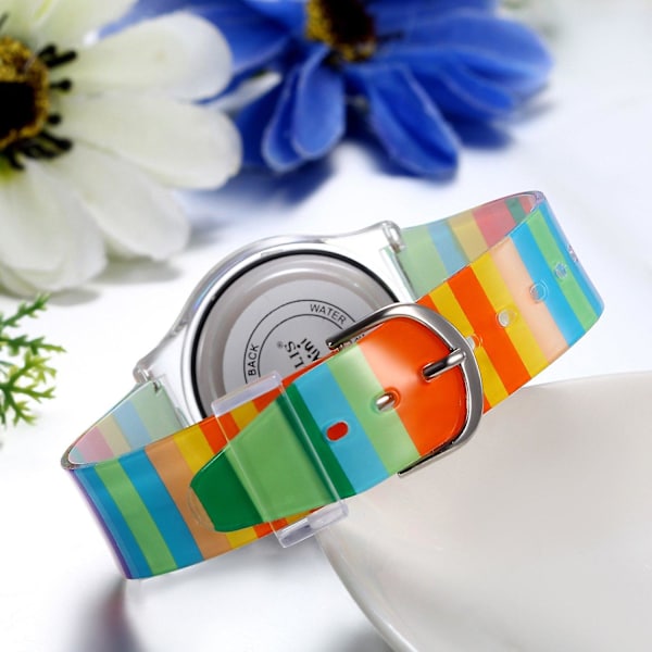 2023 Kid Watches For Ages 6-16 Children Little Girls Quartz Watch Cute Colorful Rainbow First Time Teacher Easy Read Wrist Watches