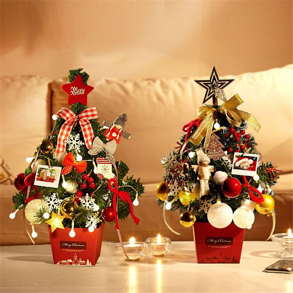 Mordely 5cm LED Julgran Set Mini Bord Xmas Tree