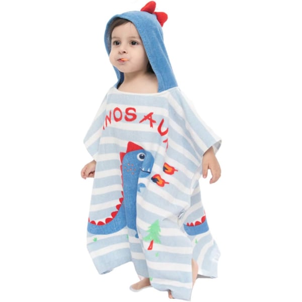 Mordely Kids Bath/Pool/Beach Hooded Poncho, Cartoon Animal Pattern Cotton Beach Towel for Baby and Children Dinosaur