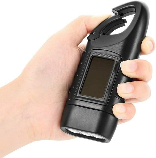 Solar Flashlight, Solar Led Torch & Hand Crank Rechargeable Flashlight For Outdoor Activities Emergency Lamp