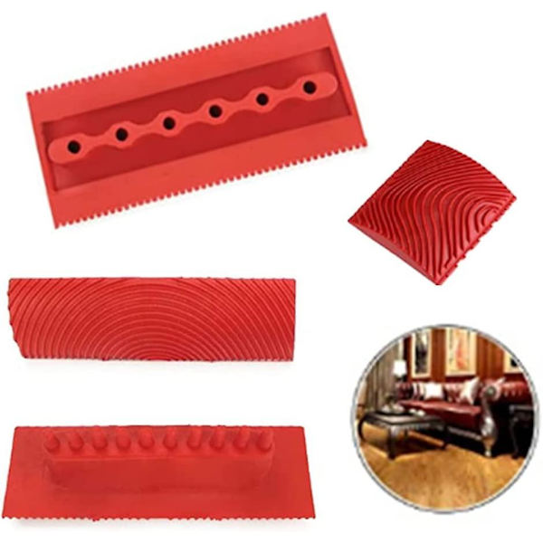 Mordely 4 Pcs Rubber Painting Tools, Wood Grain Tool, Wall Texture Art Painting Tool Set, Apply To Wall Texture, Art For Wall Furniture