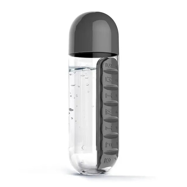 600ml plast piller Organizer flaska Portable Travel black