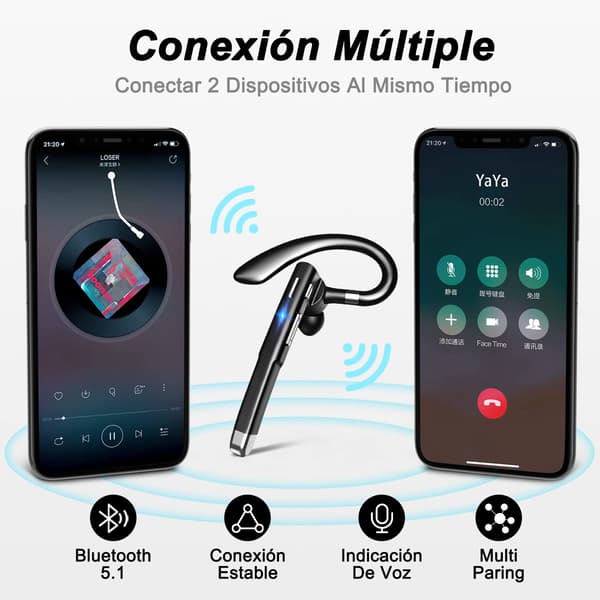Öronsnäcka Bluetooth 5.1 Dual-Mic CVC 8.0 brusreducering Svart