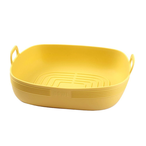 Mordely Air Fryer Korg Vikbar silikongryta GUL FYRKANTIG KVADRATUR Yellow Square-Square