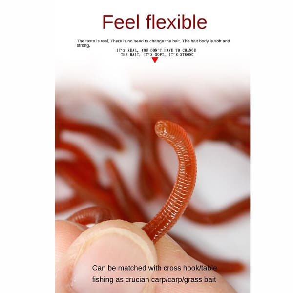 Mordely 100st Worm Red Baits Fiskedrag 6CM-100ST 6CM-100ST 6cm-100pcs