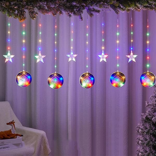 Mordely Eid Mubarak Dekoration Star Moon Led Gardin Garland String
