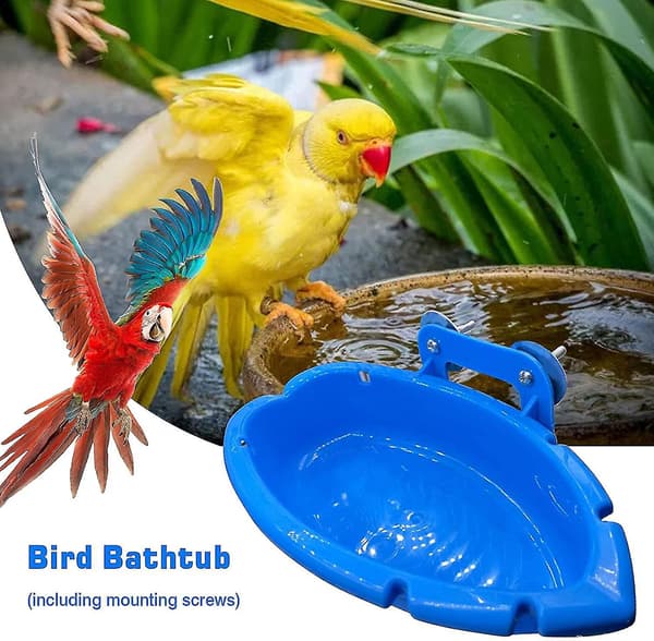 2023 Bird Bath Bird Cage Accessories Basin Parrot Cage Hanging Bath Box Bird Baths Bath Bowl, Multi-function Bath/feeding Bowl 18104cm