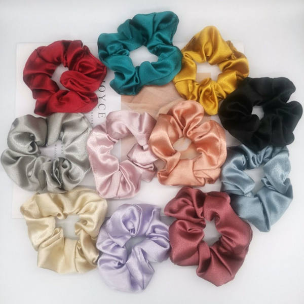 Satin Silk Hårslips Elastiska Scrunchies VINRÖTT wine red