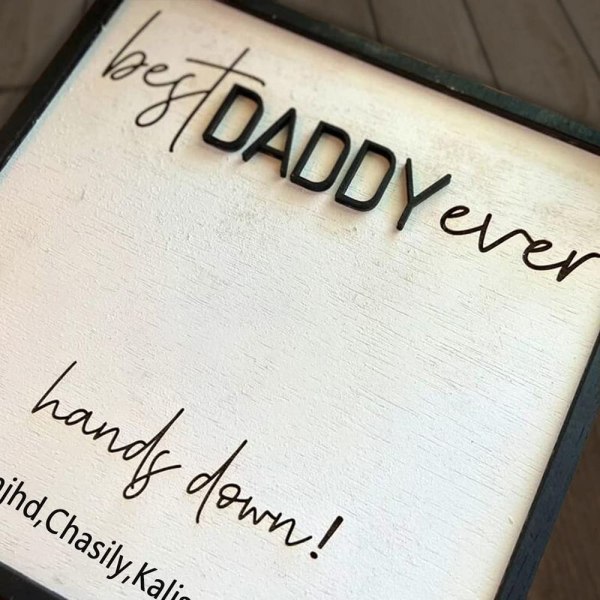 Mordely Handprint Träplakett Kid Handprint Gift DADDY