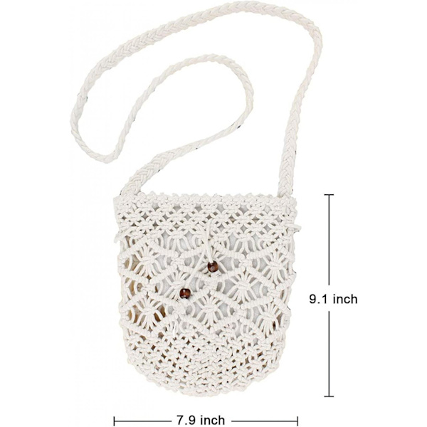 Mordely Women Straw Crossbody Bag Handmade Woven Beach Bohemian Shoulder Purse A916-721 White