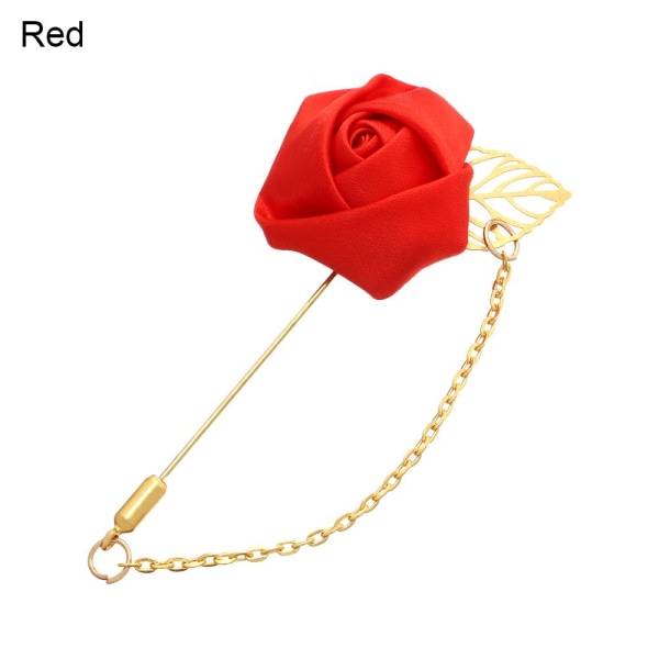 Mordely Rose Flower Broche Groom Boutonniere RÖD Red
