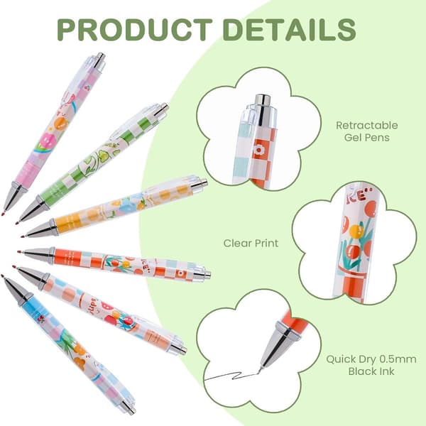 Mordely 6st Gel Penna Svart Refill Penna Kulspetspenna