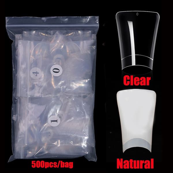 Mordely 500ST Duck Nail Tips Half Cover CLEAR Clear