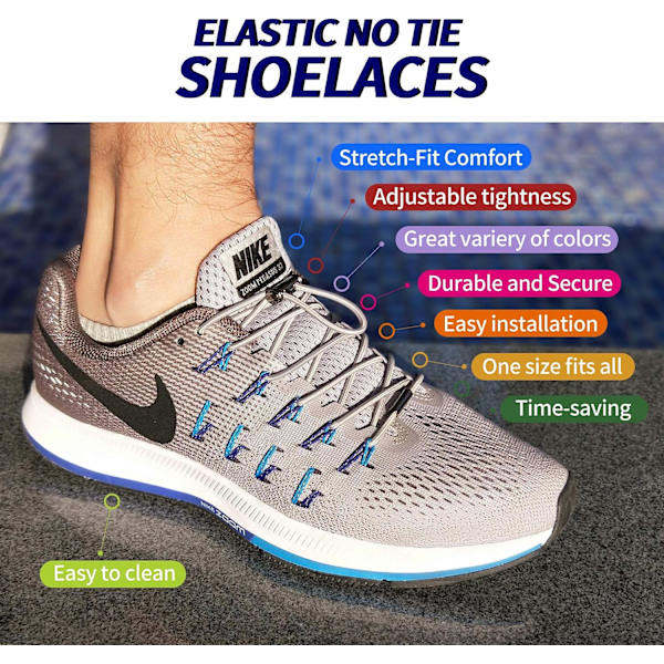 Updated Version No Tie Elastic Laces, Adjustable Lace Closure - One Size Fits All Adult and Kids Shoes Red
