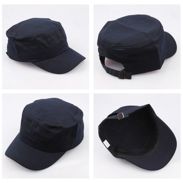 Mordely Herr Militär Cap Flat Top Kepsar SVART2 black2