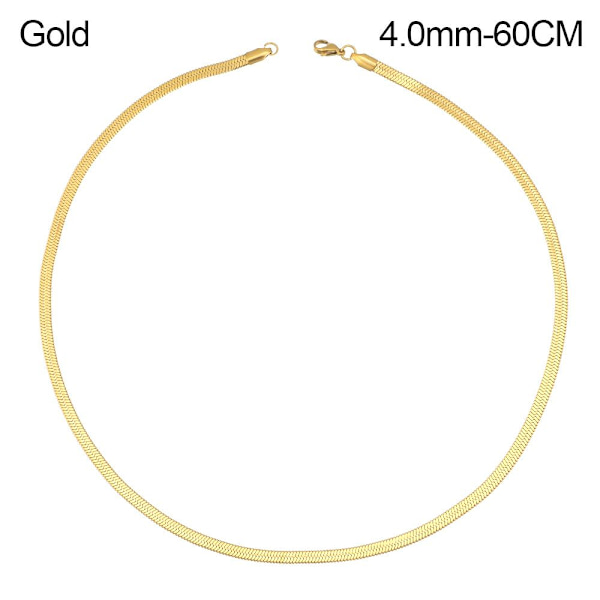 Mordely 18"/20" platt ormkedja fiskbenshalsband Gold 4.0mm-60CM