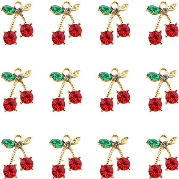 Mordely Rhinestone Cherry Cherry Charms Hänge Röd Cherry Dangle Charms