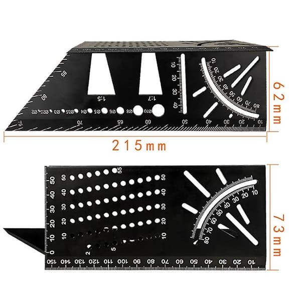 Mordely Three-dimensional Woodworking Stop Point Gauge Aluminum Alloy Multifunctional Angle Ruler