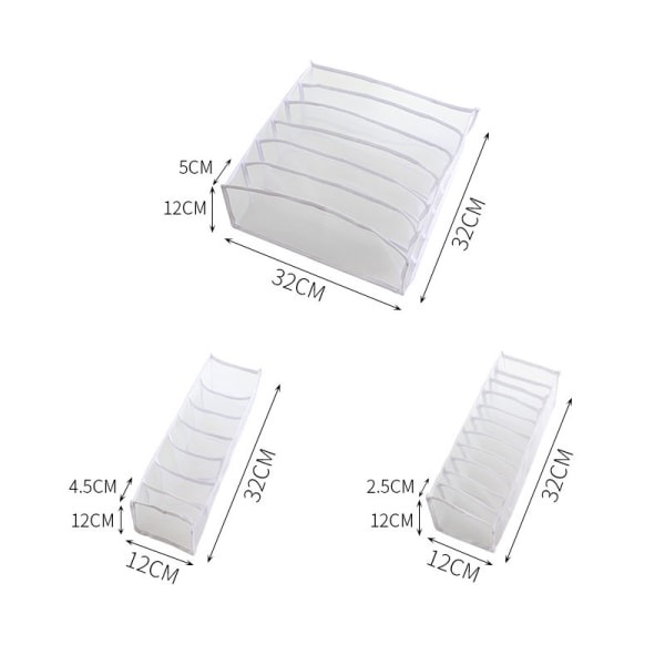 Mordely Pack of 3 Drawer Organizers for Underwear, Drawer Organizers Closet Drawers Organizers for Bras Socks Ties, Gray