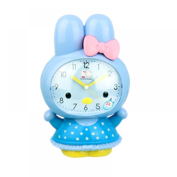 2023 Children's Alarm Clock, Cartoon Rabbit Alarm Clock, Night Light, Student Children's Home Decoration Desktop Decoration Clock-blue