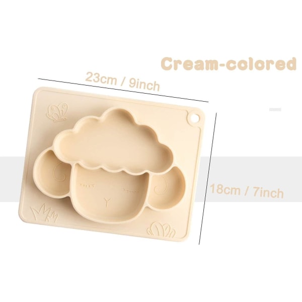 Silicone Suction Cup Plate For Baby Toddlers And Children Strong Suction At The Table Placemat With Compartments 100% Bpa Free Dishwasher And Microwav
