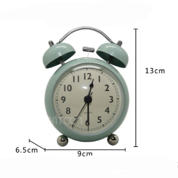 5&quot; Luminous Alarm Clock Non-ticking Quartz Analog Retro Twin Bell Clock With Loud Alarm And Nightlightwhite