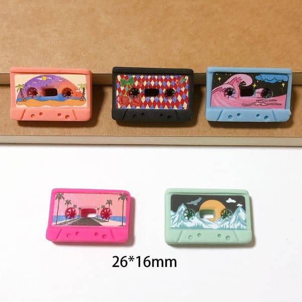 Retro Flatback Beads Musikkassett Tape Charm Beads Cassette