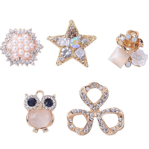 Mordely 10 st Pearl Button Strassknappar 3