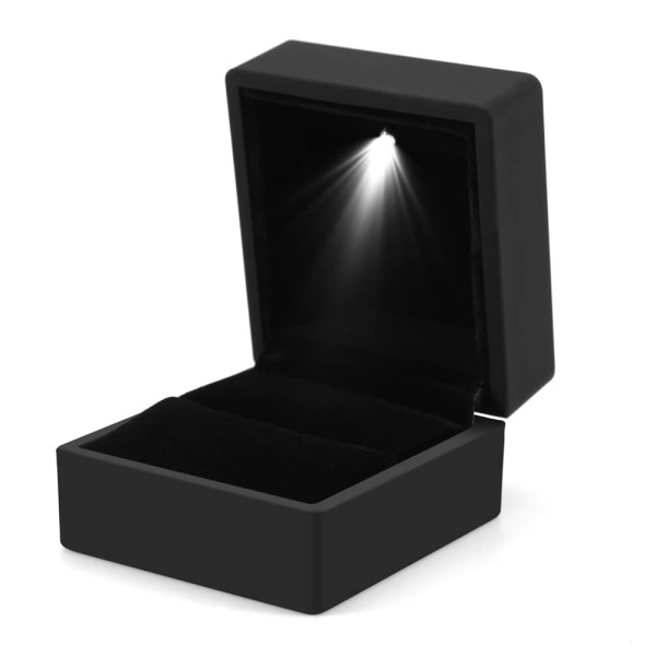 Mordely LED Upplyst Ring Box Örhänge Ring Case Vigselring Smycken Black