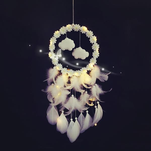 Mordely Handmade Dream Catcher Feathers Clouds Flowers Hollow Wind Chimes Decoration