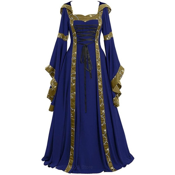 Mordely Ladies Square Neck Flared Sleeve S-5xl Blue S-Medieval