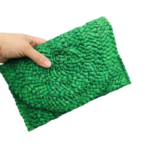 Corn Fur Woven Bag Square Clutch Bags GRÖN green