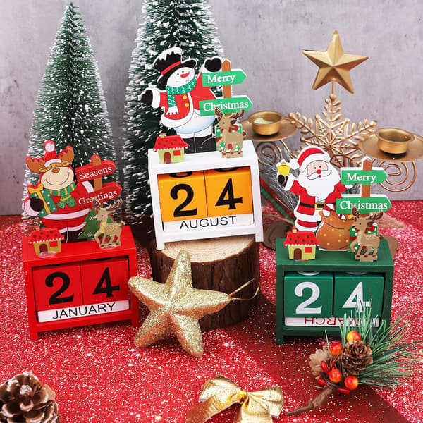 3 st Julträkalender Dekorativ skrivbordsnedräkning Cale