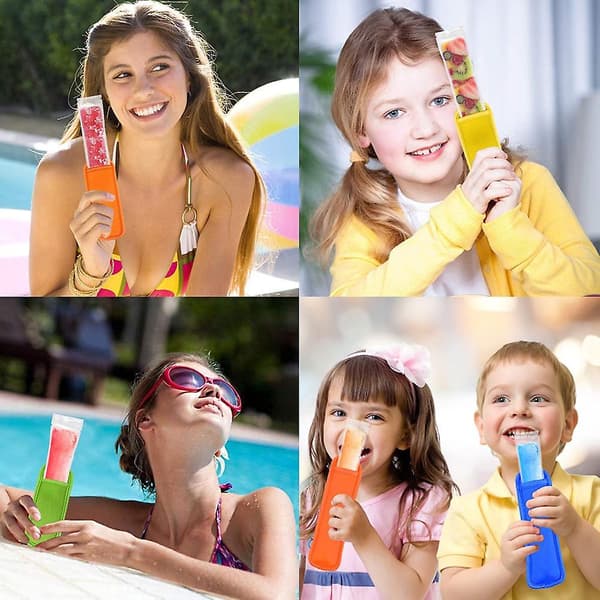 2023 24 Pack Reusable Popsicle Bags Ice Pop Sleeves Antifreezing Sleeves