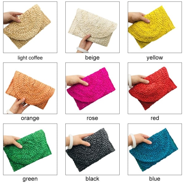 Corn Fur Woven Bag Square Clutch Bags GUL yellow