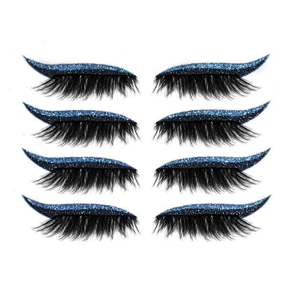 Mordely Faux Eyelashes Natural Look Extension Långa Fransar Lösögonfransar Blue