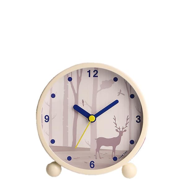 Mordely Round Small Alarm Clock, Silent Night Light Function, Student Bedside Alarm Clock, Digital Alarm Clock (forest)v