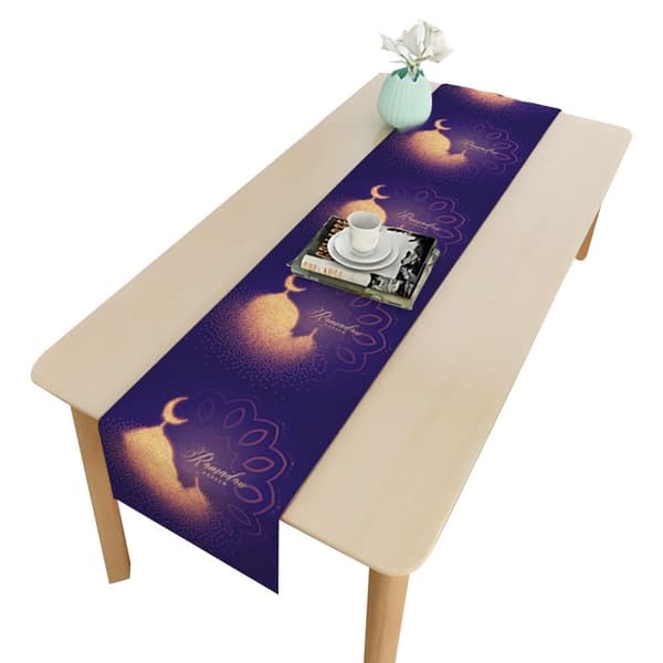 Mordely Eid Mubarak Bordslöpare Ramadan Dekorationsduk
