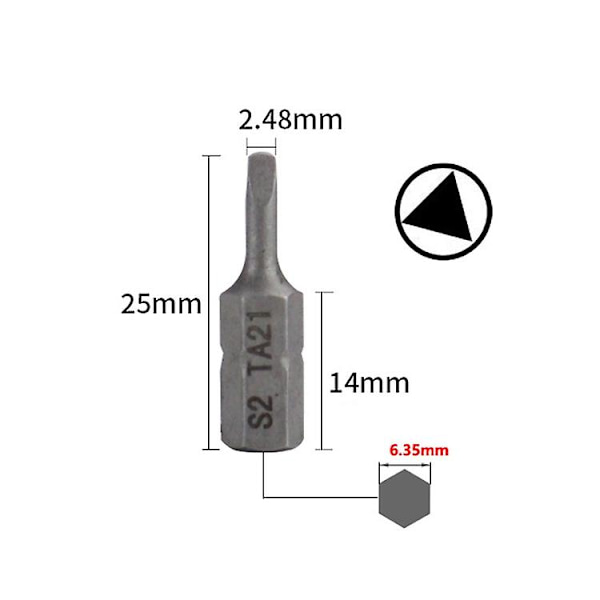 10 Pcs Electric Screwdriver Short Bits Strong Magnetic Screwdriver Bits - Triangle Ta21