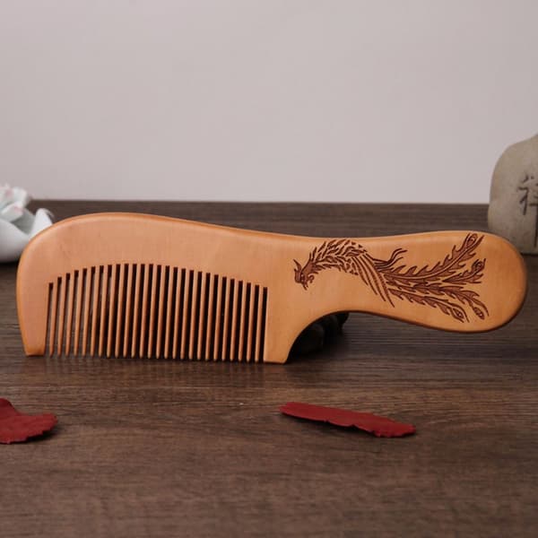 Mordely 2st Peach Wood Comb Fine Tooth Comb 8