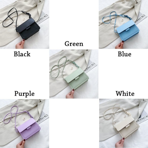 Mordely PU Pure Color Axelväska Simple Crossbody-väskor för kvinnor vit white