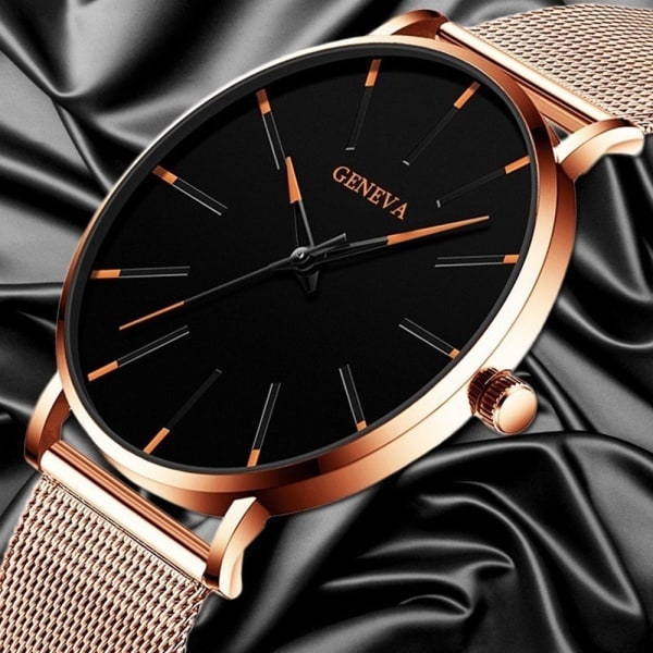 Mordely GENEVA Watch Armbandsur Quartz Black&Rose Gold