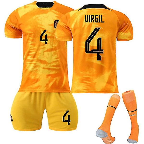 Mordely 2223 holländska lag #4 Virgil Jersey fotboll T-shirt kostym 16 (90-100cm)
