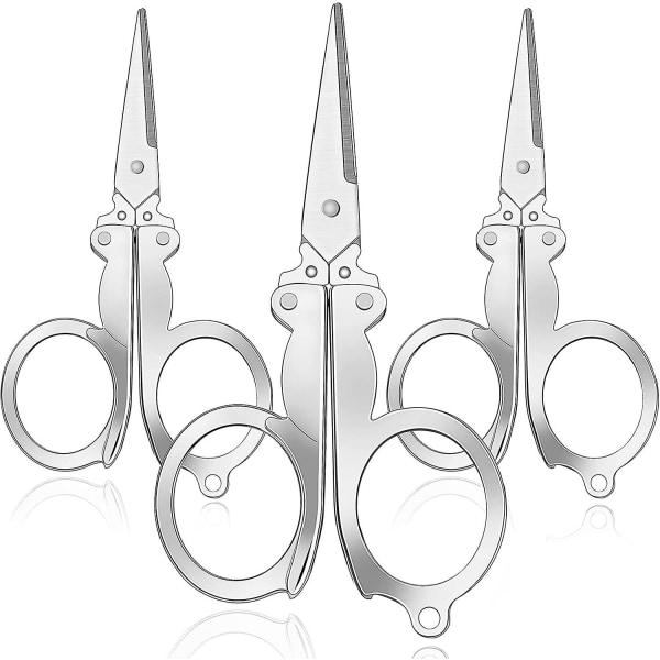 3 Pieces Folding Scissors Portable Stainless Steel Scissors Small Folding Scissors Portable Travel Scissors Mini Folding Scissors For Home Travel, Sil
