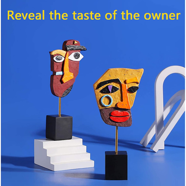 Modern Sculpture, Artwork Sculpture, Living Room Interior Decoration Statue Creative Face Decorative Object Colorful Abstract Art Crafts, Porch Resin