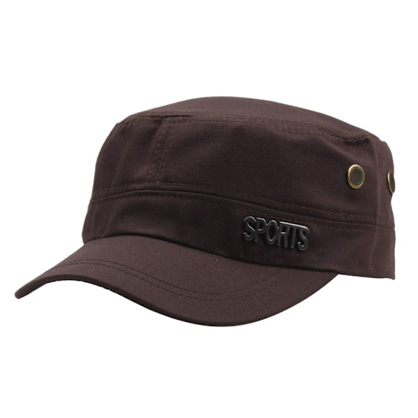 Mordely Män Militär Cap Flat Top Caps COFFEE2 coffee2