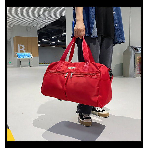 2023 Wet And Dry Separation Travel Bag Fashion Large Capacity Luggage Bag With Shoe Warehouse Couple Style (red )