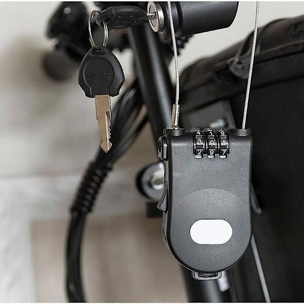 Mordely Retractable Combination Padlock With Retractable 1m Cable For Bicycle Luggage - Blue (black) Cisea