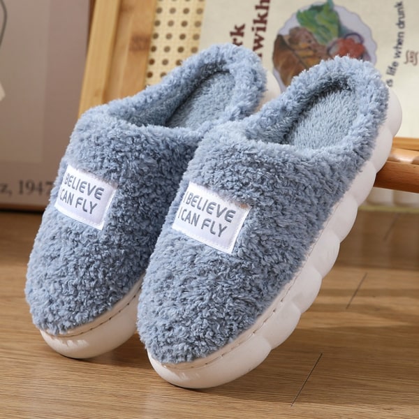 Mordely Fuffy Fur Tofflor Plysch Flat Tofflor BLÅ Blue 36-37