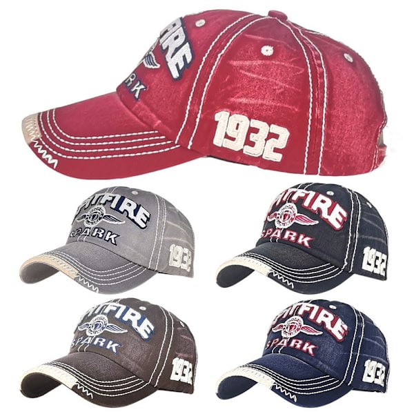 Mordely Broderi Baseball Kepsar Distressed Blekt cap KAFFE coffee
